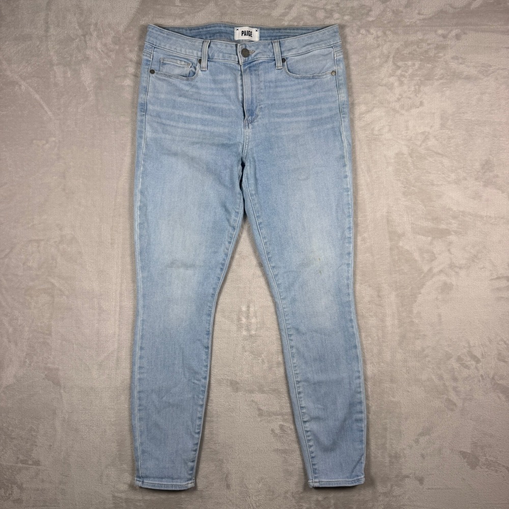Paige Hoxton High Rise Ankle Skinny Jeans Womens 30 Light Wash Ciel Stretch